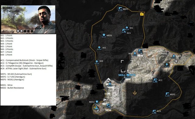 Ghost Recon: Wildlands - Weapons, Accessories, Medals and Skill Points Locations