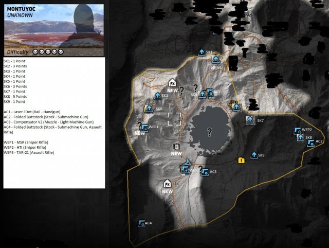 Ghost Recon: Wildlands - Weapons, Accessories, Medals and Skill Points Locations