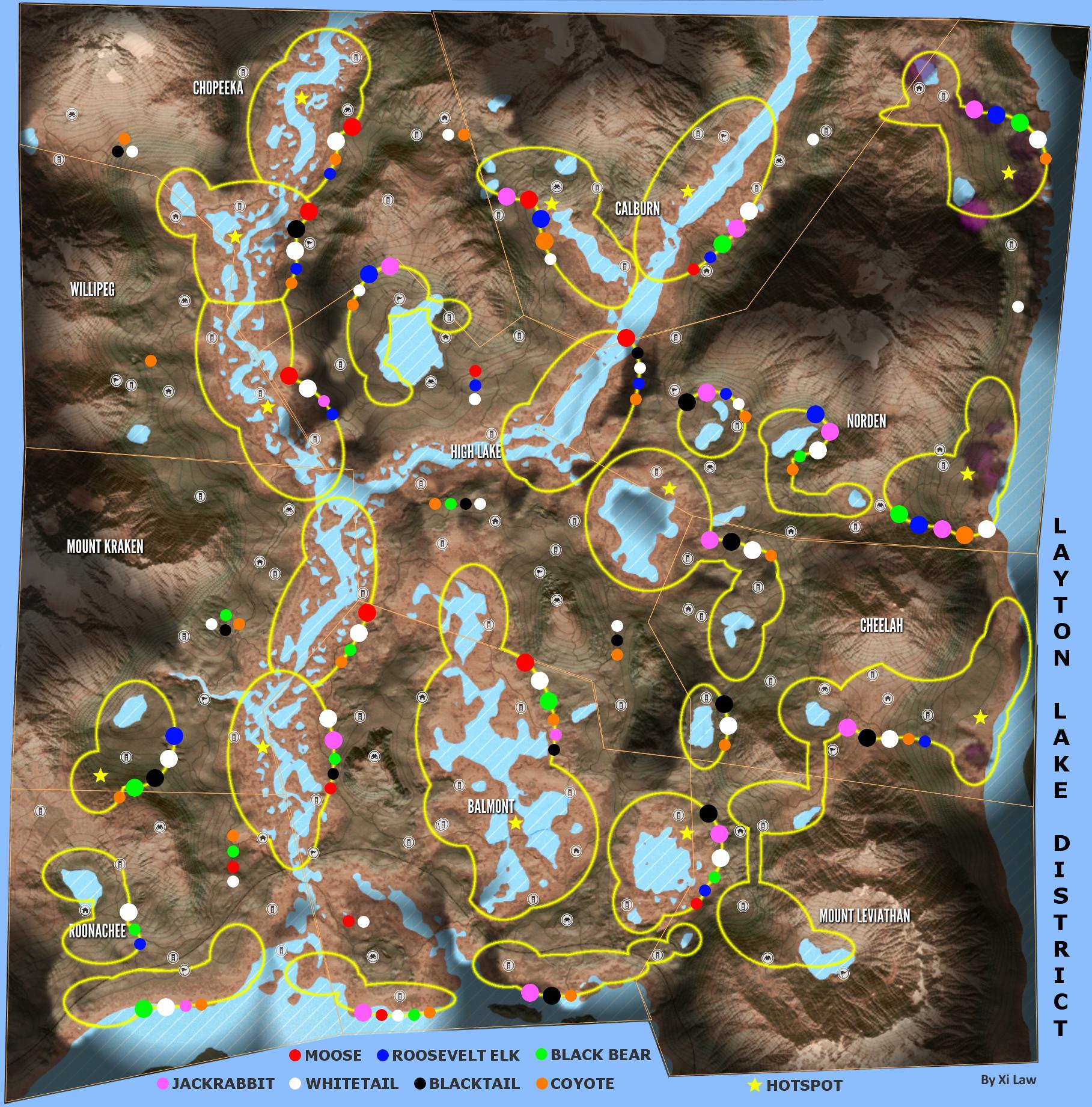 hunter call of the wild animal map