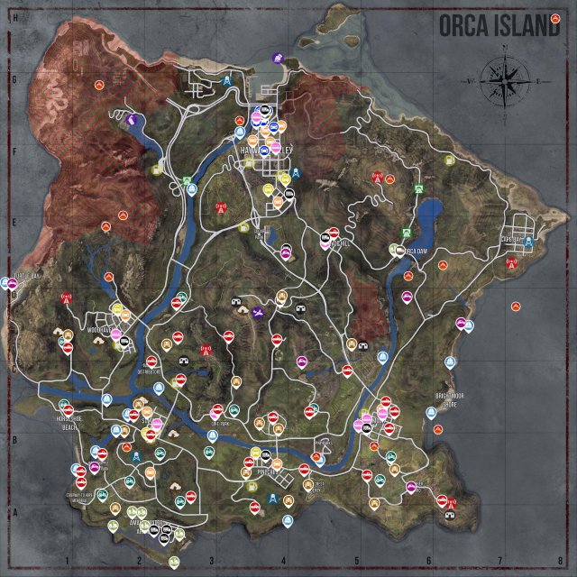 Miscreated - Map (Vehicles, Tents, Loot / Weapon Spawns, Bunker Homes and Plot Sign Blocked Areas)
