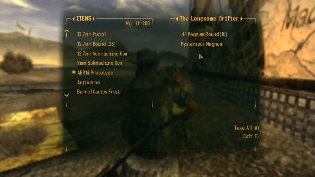 Fallout: New Vegas - How to Get the Mysterious Magnum without Killing The Lonesome Drifter image 9