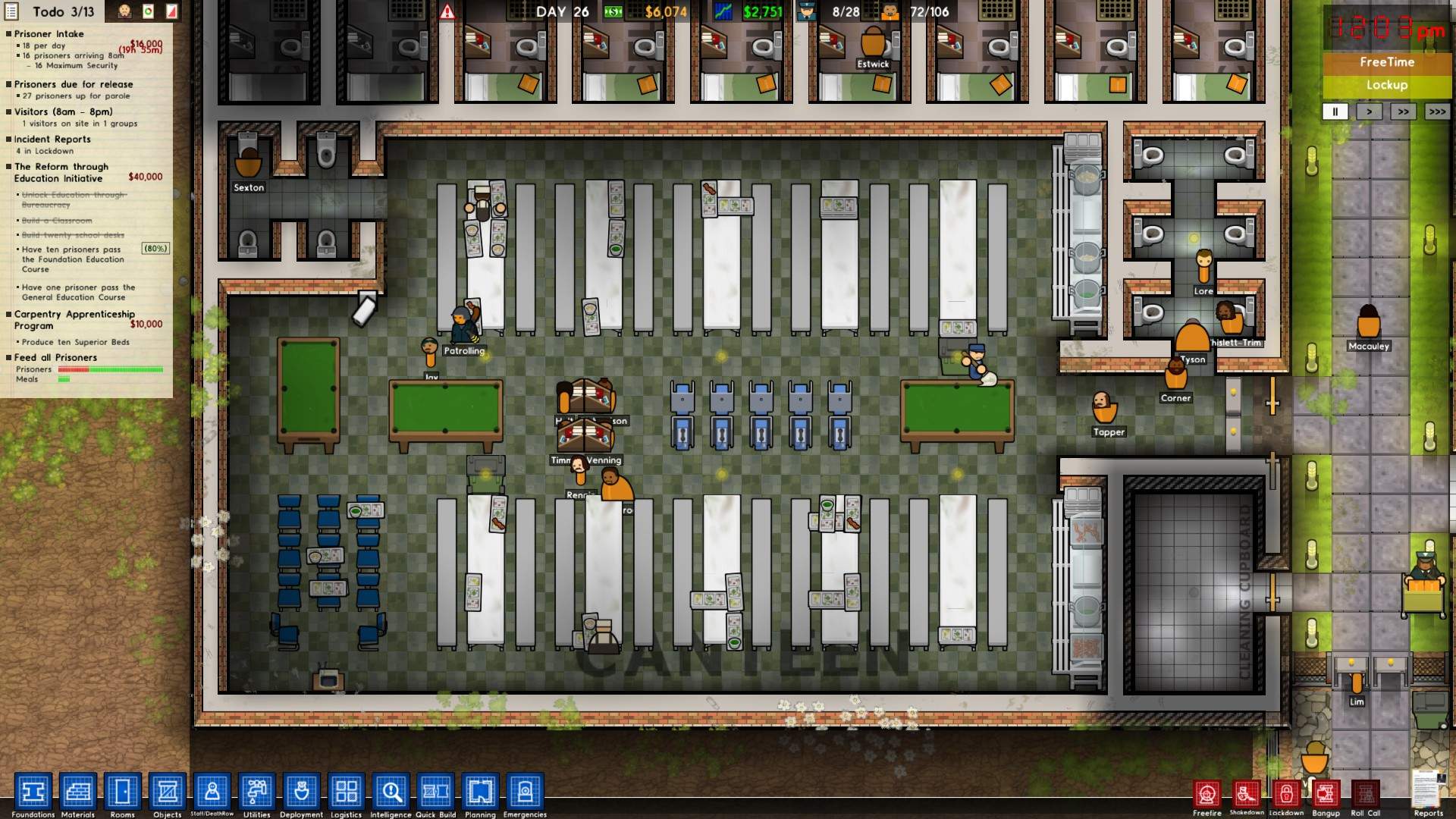 Prison Architect - How to Properly Set Up a Kitchen and Canteen