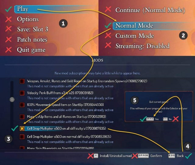 Dead Cells - How to Enable Mod Support and Restart the Run with New / Another Mods