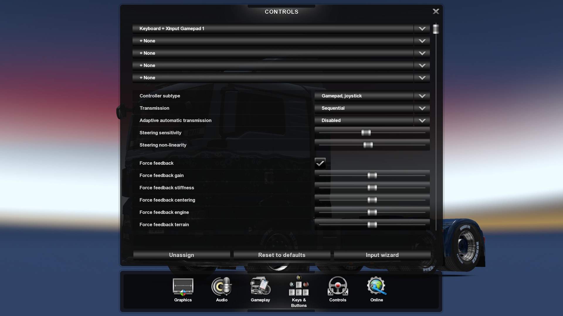 euro truck simulator 2 controls