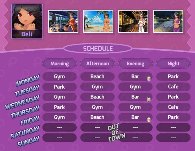 HuniePop - Girl Schedule Guide