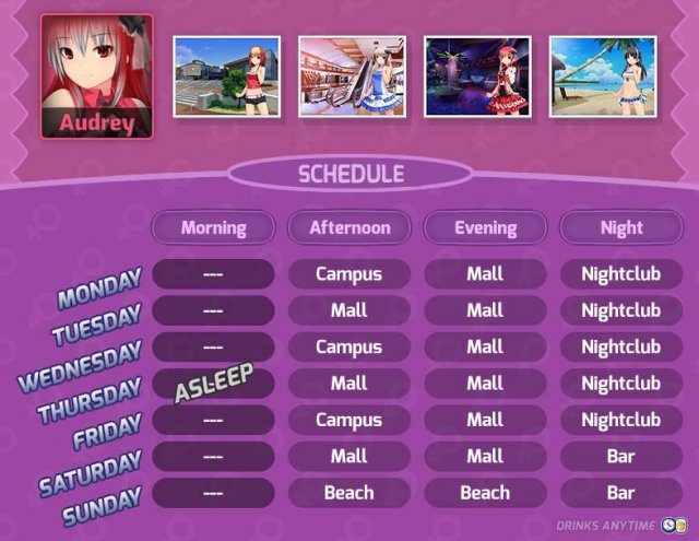 HuniePop - Girl Schedule Guide