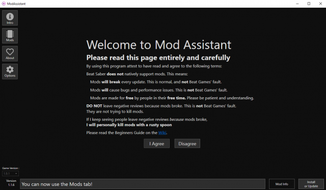 beat saber mod assistant version info