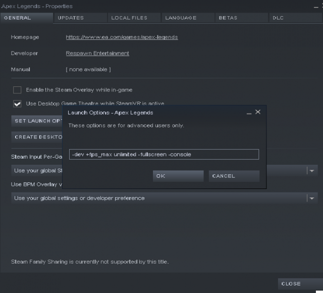 disable steam overlay launch option